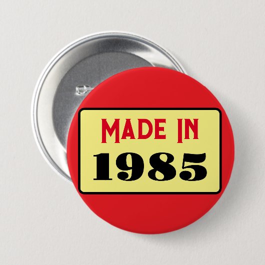 Retro stijl 40e verjaardag badge 1985 ronde button 7,6 cm (Voorkant /achterkant)