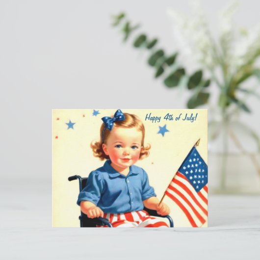 Retro stijl 4 juli Briefkaart (Staand voorkant)