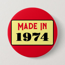 Retro stijl 50e verjaardag badge 1974 ronde button 7,6 cm