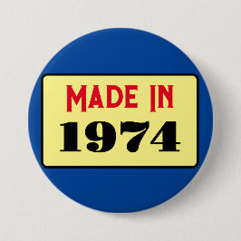 Retro stijl 50e verjaardag badge 1974 ronde button 7,6 cm