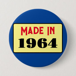 Retro stijl 60e verjaardag badge 1964 ronde button 7,6 cm
