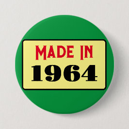Retro stijl 60e verjaardag badge 1964 ronde button 7,6 cm