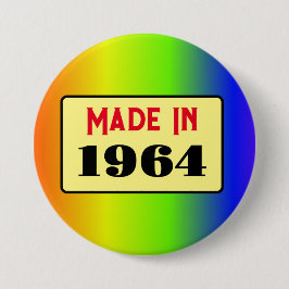 Retro stijl 60e verjaardag badge 1964 ronde button 7,6 cm