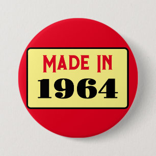 Retro stijl 60e verjaardag badge 1964 ronde button 7,6 cm
