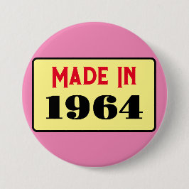 Retro stijl 60e verjaardag badge 1964 ronde button 7,6 cm
