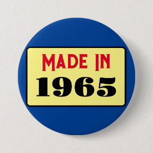 Retro stijl 60ste verjaardag badge 1965 ronde button 7,6 cm