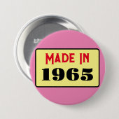 Retro stijl 60ste verjaardag badge 1965 ronde button 7,6 cm (Voorkant /achterkant)