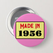 Retro stijl 70ste verjaardag badge 1956 ronde button 7,6 cm (Voorkant /achterkant)