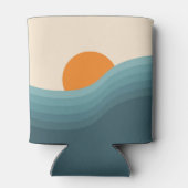 Retro stijl abstract zonsondergang landschap blikjeskoeler (Achterkant)