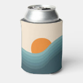 Retro stijl abstract zonsondergang landschap blikjeskoeler (Blikje Achterkant)