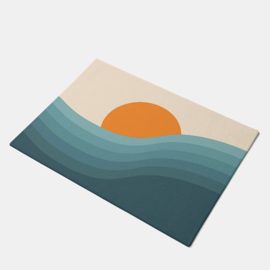Retro stijl abstract zonsondergang landschap deurmat (Schuin)