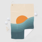 Retro stijl abstract zonsondergang landschap golfhanddoek (Insitu)