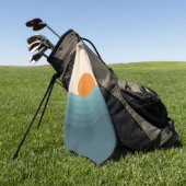 Retro stijl abstract zonsondergang landschap golfhanddoek (Groen)