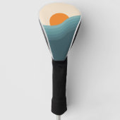 Retro stijl abstract zonsondergang landschap golfheadcover (Voorkant)
