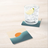 Retro stijl abstract zonsondergang landschap kartonnen onderzetters (Insitu)