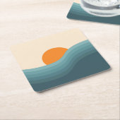 Retro stijl abstract zonsondergang landschap kartonnen onderzetters (Schuin)