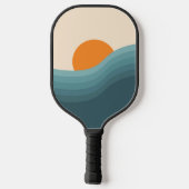 Retro stijl abstract zonsondergang landschap pickleball paddle (Achterkant)