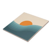 Retro stijl abstract zonsondergang landschap tegeltje (Zijkant)