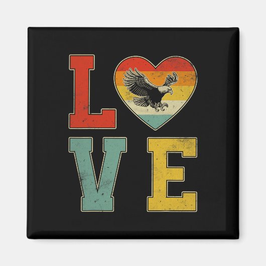 Retro stijl adelaar met hart grafische Valentijnse Magneet (Voorkant)
