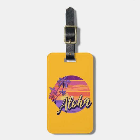 Retro stijl "Aloha" tekst ontwerp Bagagelabel (Voorkant verticaal)