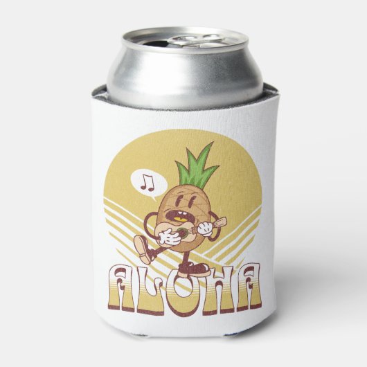 Retro stijl "Aloha" tekst ontwerp Blikjeskoeler (Blikje Voorkant)