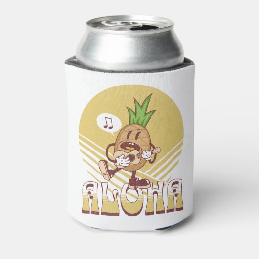 Retro stijl "Aloha" tekst ontwerp Blikjeskoeler (Blikje Achterkant)