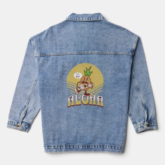 Retro stijl "Aloha" tekst ontwerp Denim Jacket (Achterkant)