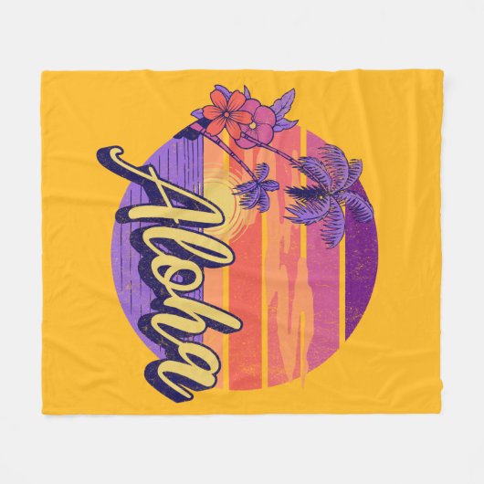 Retro stijl "Aloha" tekst ontwerp Fleece Deken (Voorkant (Horizontaal))