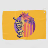 Retro stijl "Aloha" tekst ontwerp Golfhanddoek (Horizontaal)