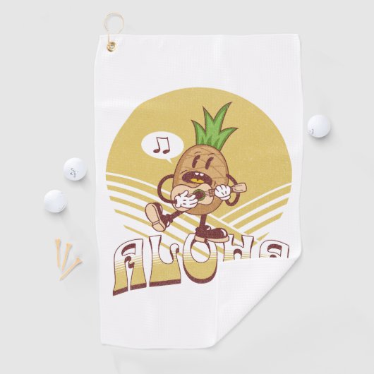 Retro stijl "Aloha" tekst ontwerp Golfhanddoek (Insitu)