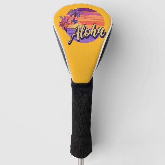 Retro stijl "Aloha" tekst ontwerp Golfheadcover (Voorkant)