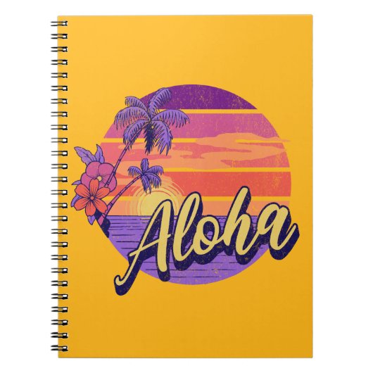Retro stijl "Aloha" tekst ontwerp Notitieboek (Voorkant)
