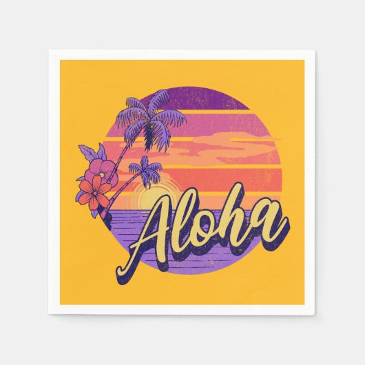 Retro stijl "Aloha" tekst ontwerp Servet (Voorkant)