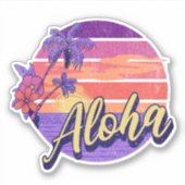 Retro stijl "Aloha" tekst ontwerp Sticker (Voorkant)