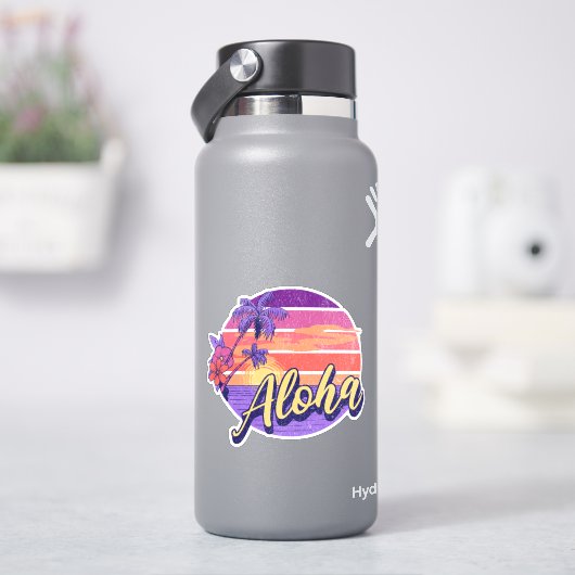 Retro stijl "Aloha" tekst ontwerp Sticker (HydroFlask)