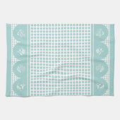 Retro stijl aqua blauwgroen polka dot scallop theedoek (Horizontaal)