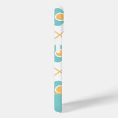 Retro stijl aqua geel bloemmotief monogram Case-Mate iPhone case (Achterkant / Rechts)