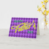Retro stijl argyle Zalige Vaderdag kaart (Gele Bloem)