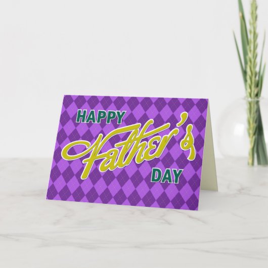 Retro stijl argyle Zalige Vaderdag kaart (Voorkant)
