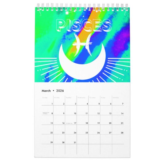 Retro stijl-Astrologie kalender 2024 (Mar 2026)