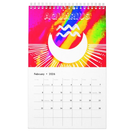 Retro stijl-Astrologie kalender 2024 (Feb 2026)