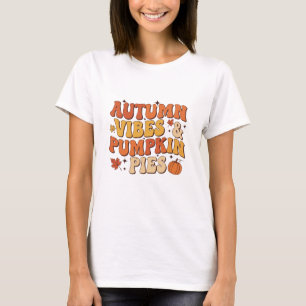 Retro-stijl "Autumn Vibes & Pumpkin Pies" T-shirt