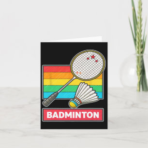 Retro stijl badminton racket en shuttle kaart