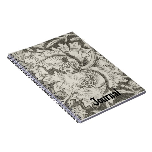 Retro stijl Barok Grijs Bloemenjournaal Notitieboek (Rechterzijde)