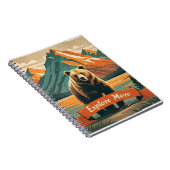 Retro-stijl beer cartoon en bergketen notitieboek (Rechterzijde)