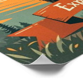 Retro-stijl beer cartoon en bergketen poster (Hoek)