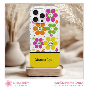 Retro Stijl Bloem Bloemenpower Geborduurd Monogram iPhone 15 Case