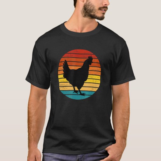 Retro stijl boerderij dier kip t-shirt (Voorkant)