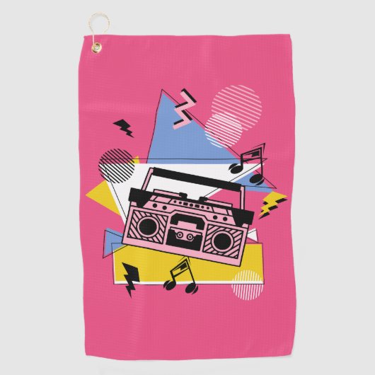 Retro stijl boombox ontwerp golfhanddoek (Voorkant)
