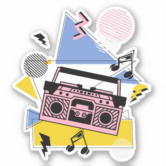 Retro stijl boombox ontwerp sticker (Voorkant)